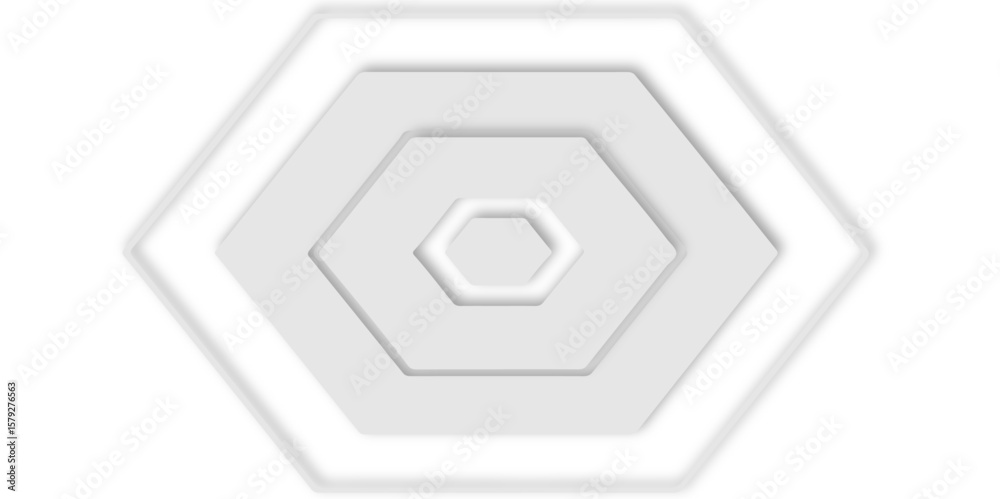 Poster White background with concentric hexagonal shapes creating a modern and minimalist design pattern element.