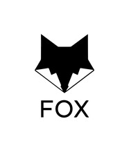 "Minimalist black fox logo design with geometric shapes and bold typography on a white background, perfect for branding, identity, and modern business use."
