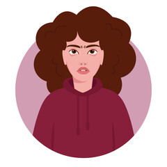 messy, tired girl illustration, vector