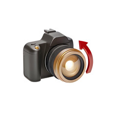 Camera lens rotation symbol isolated on a transparent background
