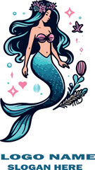 Mermaid logo icon vector .
