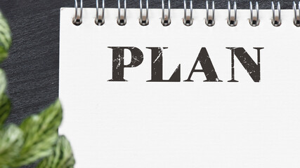 Word plan in office notebook.