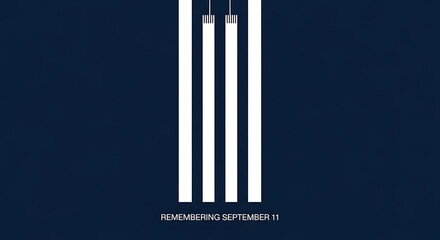Minimalist Twin Towers tribute for Patriot Day 9/11, a solemn graphic for remembering the eleventh of September.