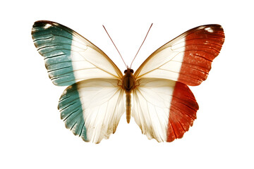 Fototapeta premium Beautiful butterfly in flag colors on a transparent isolated background for designers, marketers and IT. Popular abstraction, illustration, object, symbol, texture, still life.