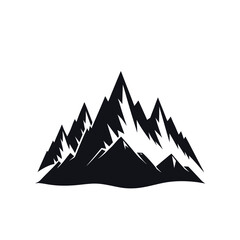 Mountain Range Silhouette Vector Illustration with Sharp Peaks


