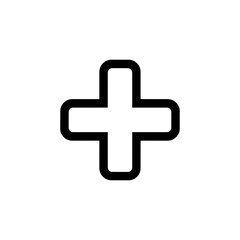 Obraz premium Simple bold black plus sign icon, isolated on white background.