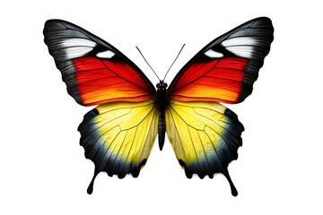 Naklejka premium Beautiful butterfly in flag colors on a transparent isolated background for designers, marketers and IT. Popular abstraction, illustration, object, symbol, texture, still life.