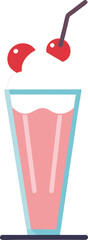 Delicious Strawberry Milkshake with Whipped Cream and Cherries in Glass