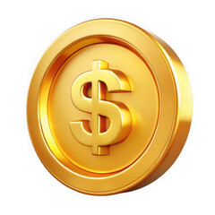 Fototapeta premium Golden dollar coin isolated on transparent background