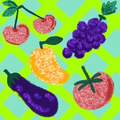 Vibrant Abstract Fruit and Vegetable Design