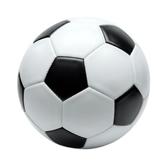 Fototapeta premium Close up of a classic black and white soccer ball isolated against a plain black background studio shot