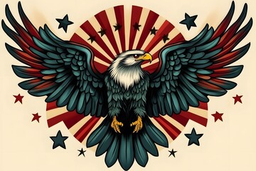 Fototapeta premium Old style eagle, tattoo flash art.
