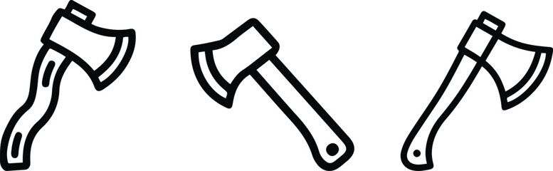 Axe Icon Set. Collection of Hand Axe Outline Symbols.