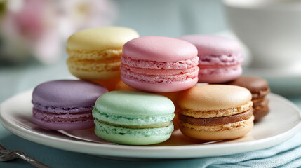 Obraz premium macaroons on a wooden table