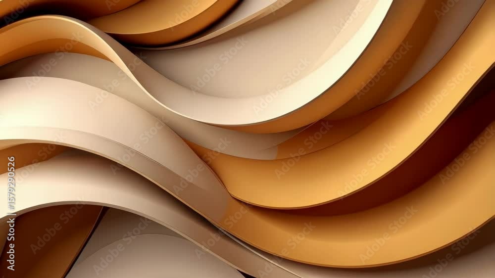 Wall mural beige and caramel-colored abstract wavy ribbons create a flowing and soft background design for mode