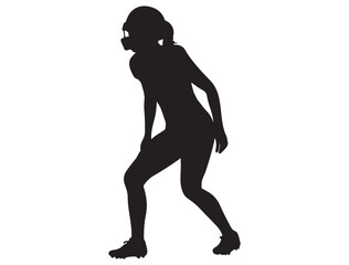 FEMALE AMERICAN FOOTBALL PLAYER SILHOUETTE
