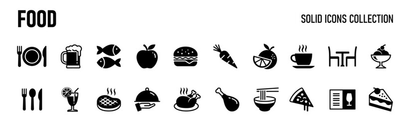 Food icon set, vector simple collection