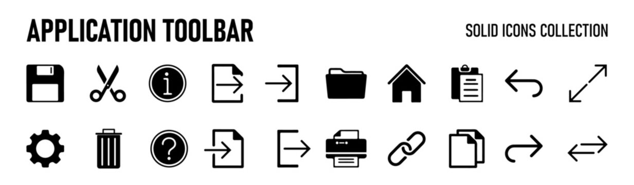 Application toolbar icon set. Website Icons vector