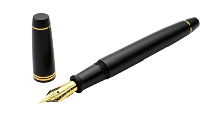 A luxury writing instrument fountain pen with gold nib and cap for calligraphy and signature use tool