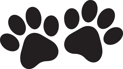 Fototapeta premium Two black paw prints silhouette isolated on transparent background