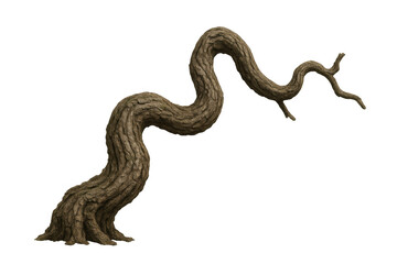 Gnarled tree branch extending gracefully against a transparent background, creating a unique element for digital compositions