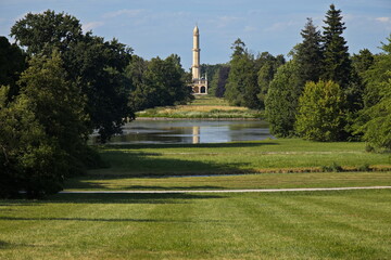 Minaret in castle garden in Lednice,Moravia,South Moravia,Czech republic
