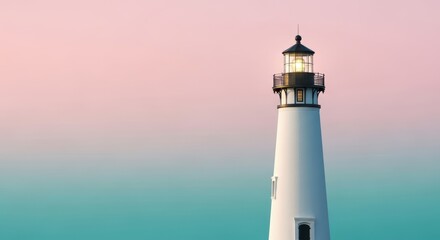 Picturesque Coastal Beacon A Nautical Navigation Guide Under Pastel Sky
