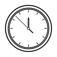 Isolated on white, this vector illustration of a round wall clock with a black dial and clear numbers symbolizes business, time, and precision, making it an ideal icon
