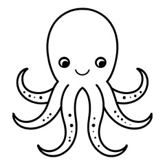kraken head icon line art vector illustration on transparent background