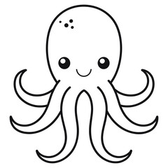 kraken head icon line art vector illustration on transparent background