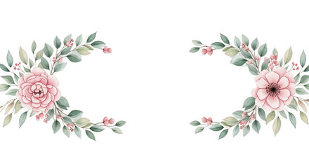 Floral Watercolor Border PNG with Transparent Center – Hand-Painted