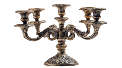 Vintage candle holder candelabra style background isolated on a Transparent background, PNG file.