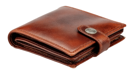 Wallet made of leather background isolated on a Transparent background, PNG file.