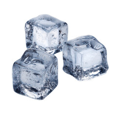3 ice cubes isolated on a white background, png, transparent