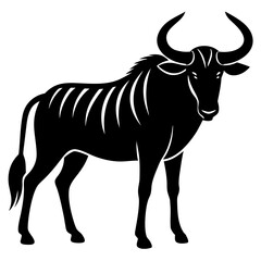 Black Wildebeest Silhouette Vector