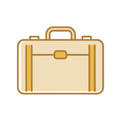 Simple Illustration of a Beige Briefcase with Gold Accents