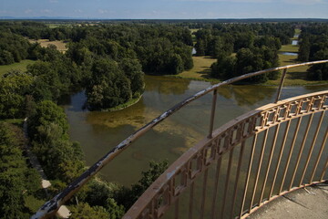 View from the minaret in castle garden in Lednice,Moravia,South Moravia,Czech republic
