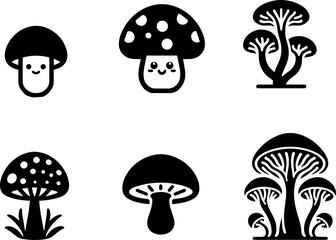 Mushroom Silhouette Icon with Spots