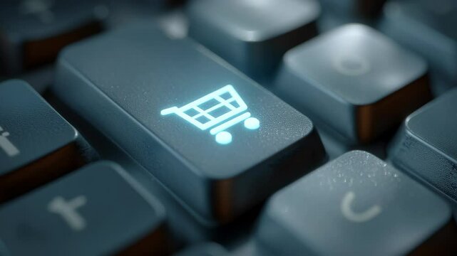 Digital procurement technology highlighted by keyboard shopping cart key for seamless online e commerce purchase and efficient digital shopping