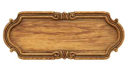 Wooden nameplate with custom engraving background isolated on a Transparent background, PNG file.