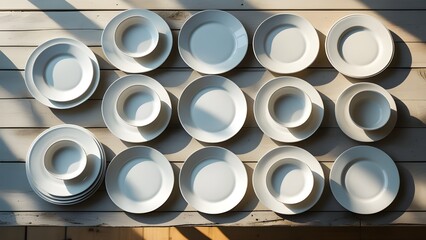 &ldquo;Clean White Tableware Flat Lay, Simple Modern Kitchen Plates&rdquo;

