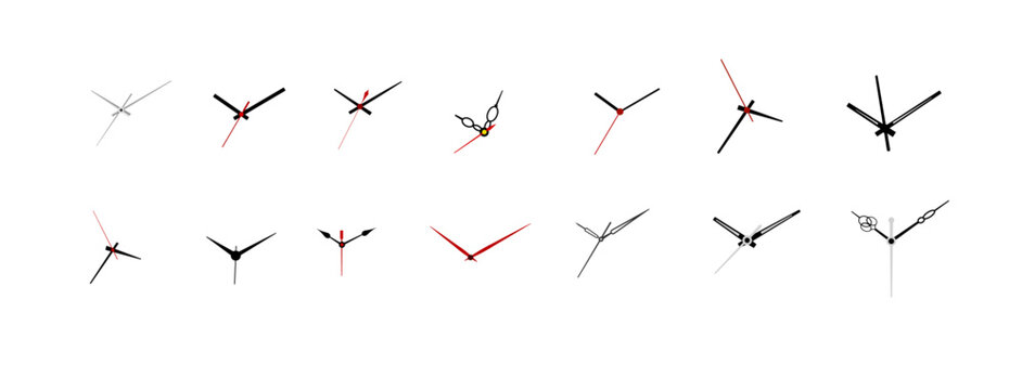 set on clock needle watch dial vector isolated on white