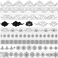 Fototapeta premium Decorative borders and patterns in black and white design 
