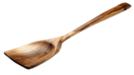 Wooden spatula with long handle background isolated on a Transparent background, PNG file.