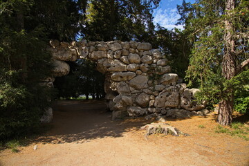 Stone gate in castle garden in Lednice,Moravia,South Moravia,Czech republic
