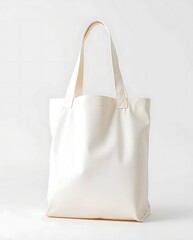Simple ecological white canvas tote bag for shopping, isolated object