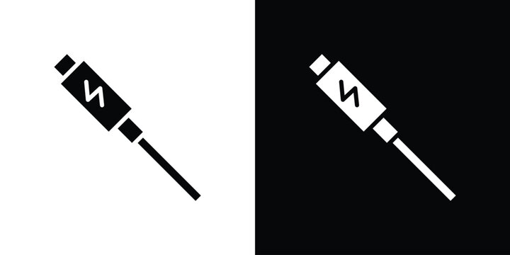 USB type c icon collection - vector outline and silhouette