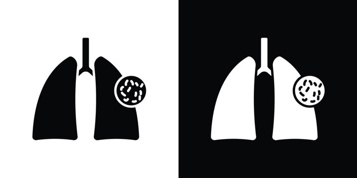 Tuberculosis TB icon collection - vector outline and silhouette