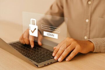 Digital Login Page with Password Protection User Logging into a Secure Online System