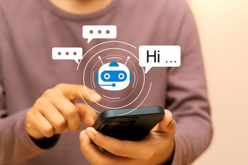 Chatbot Assistance on Smartphone Screen User Interacting with AI Chatbot Interface